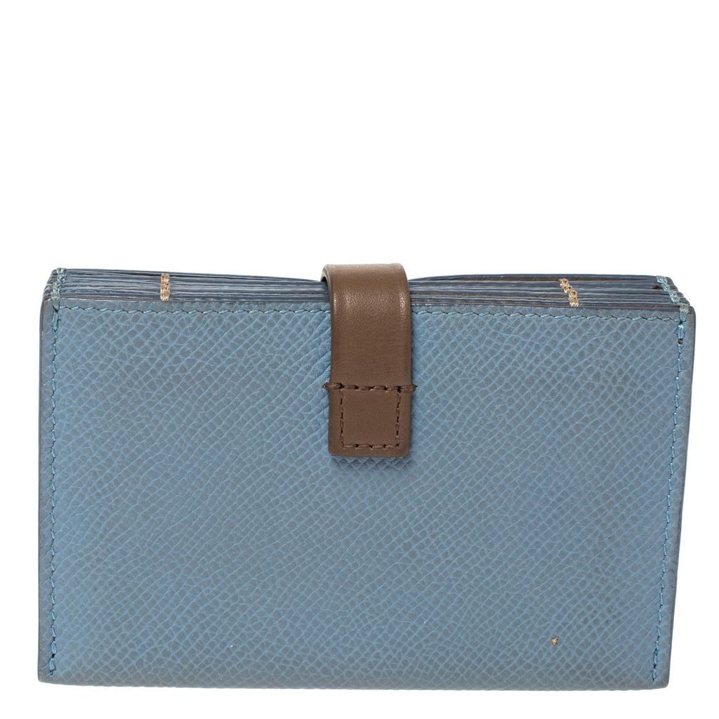 Celine Dusty Blue Grained Leather Accordeon Card Holder商品第4张图片规格展示