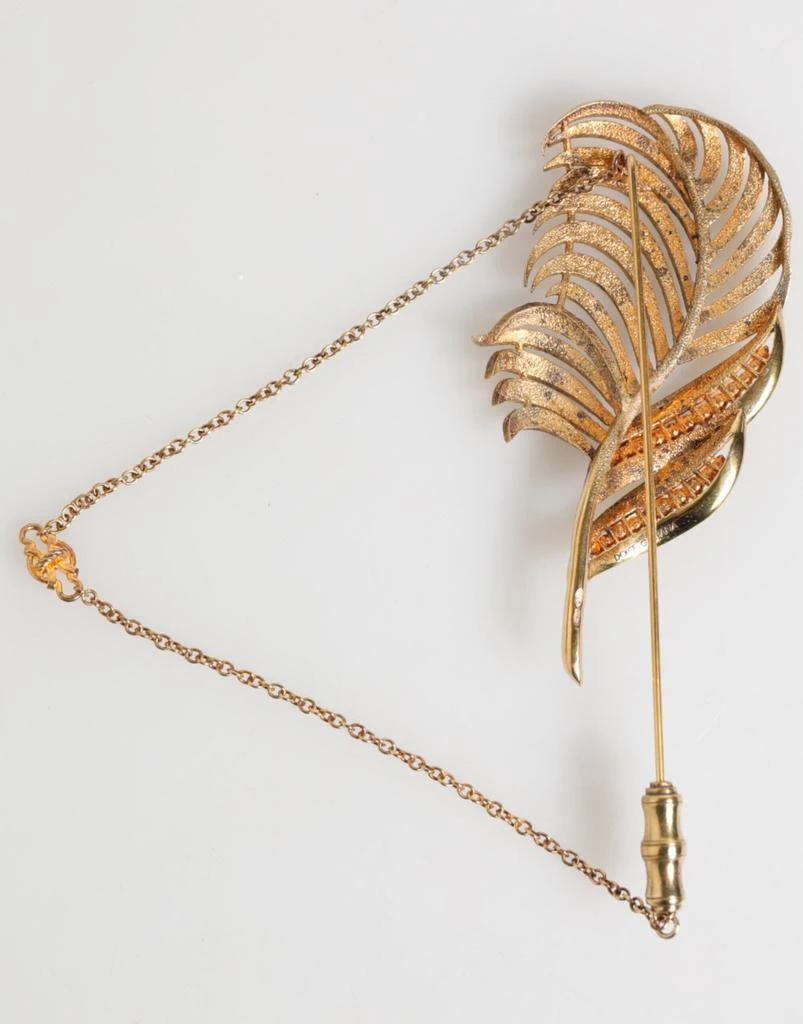 商品Dolce & Gabbana|Dolce & Gabbana Gold Tone Leaf 925 Sterling Silver Crystal Chain Brooch,价格¥2834,第3张图片详细描述