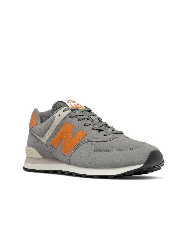 New Balance 574 trainers in grey and orange商品第2张图片规格展示