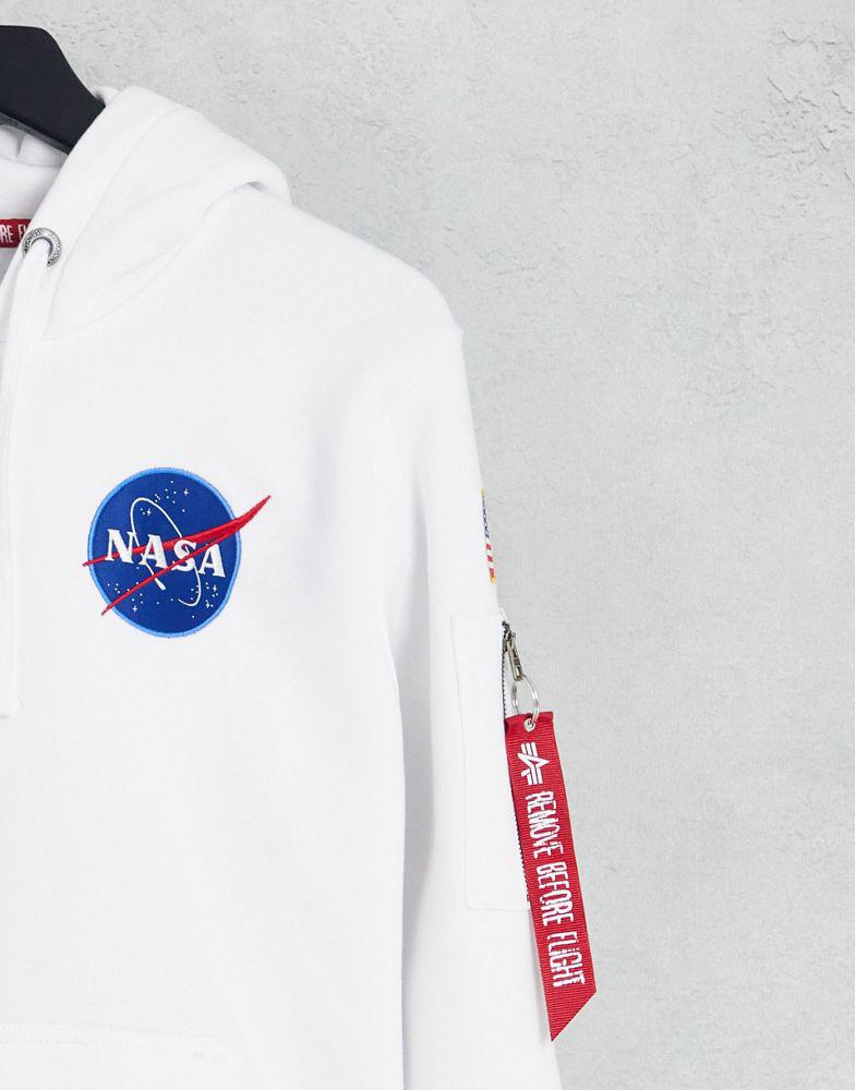 Alpha Industries NASA space shuttle back print hoodie in white商品第2张图片规格展示