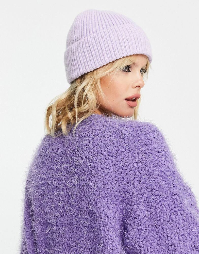 商品Topshop|Topshop ribbed fisherman beanie in lilac,价格¥89,第3张图片详细描述