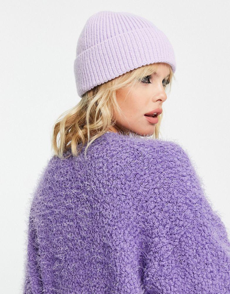 商品Topshop|Topshop ribbed fisherman beanie in lilac,价格¥80,第5张图片详细描述
