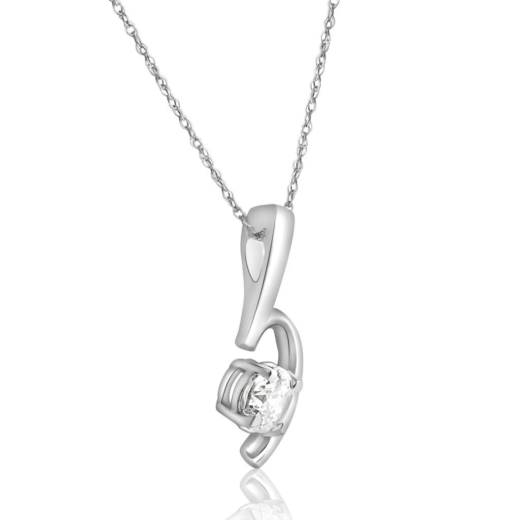商品Pompeii3|1/2ct Solitaire Round Moissanite 10k White Gold Pendant & Chain Womens Jewelry,价格¥3146,第2张图片详细描述