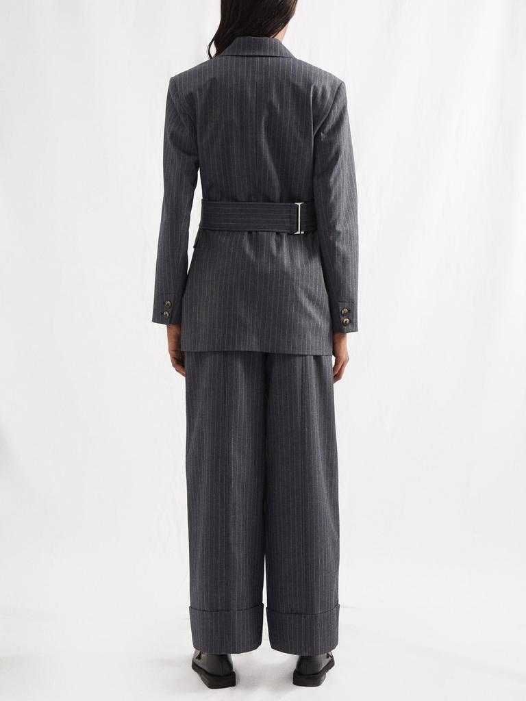 商品Ganni|Oblique-front pinstriped recycled-twill jacket,价格¥3073,第4张图片详细描述