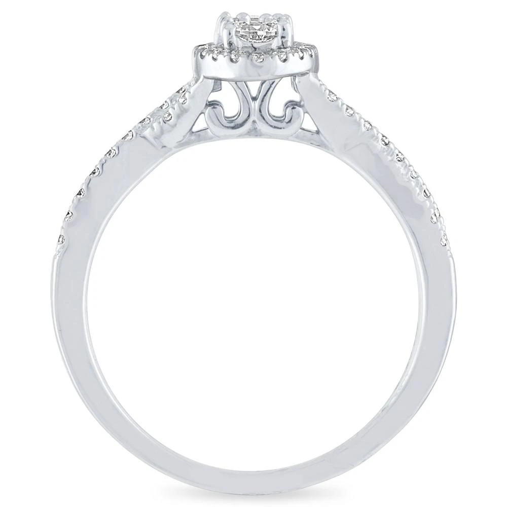 商品Macy's|Diamond Oval Halo Ring (1/2 ct. t.w.) in 14k White Gold,价格¥10465,第2张图片详细描述