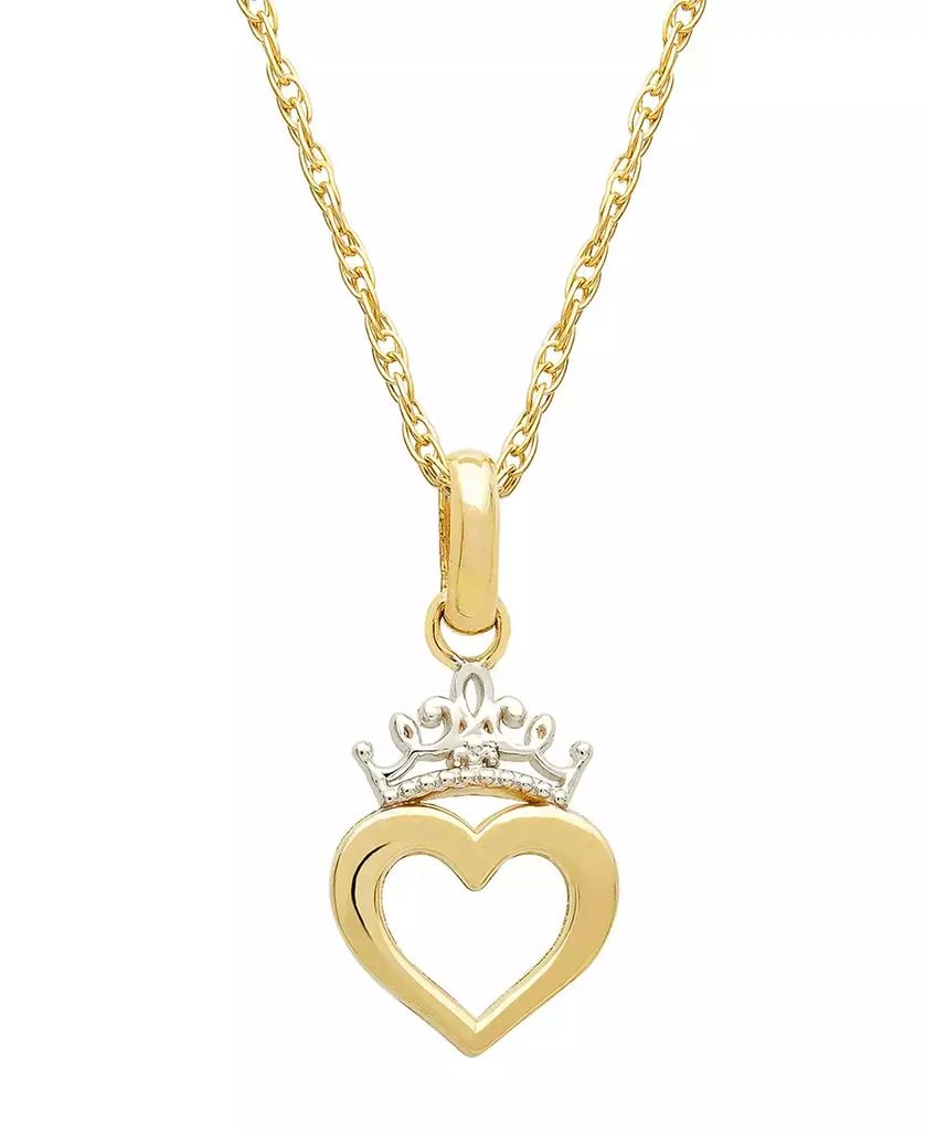 商品Disney|Children's Princess Heart & Tiara 15" Pendant Necklace in 14k Gold,价格¥1686,第1张图片