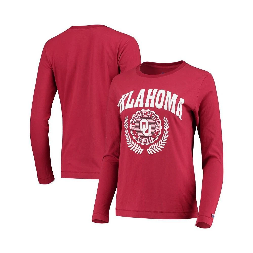 商品CHAMPION|Women's Crimson Oklahoma Sooners University Laurels Long Sleeve T-shirt,价格¥229,第1张图片