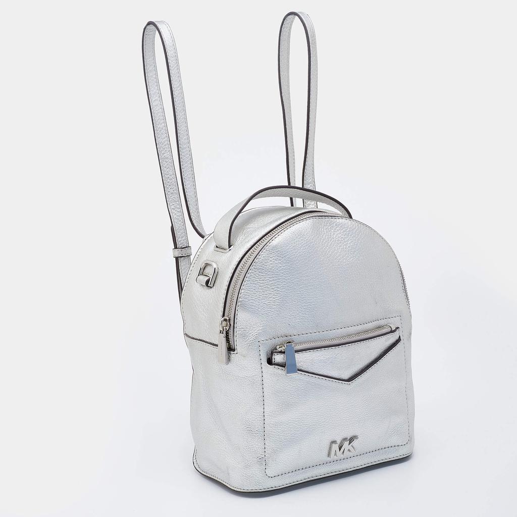 Michael Kors Silver Leather Jessa Convertible Backpack商品第3张图片规格展示