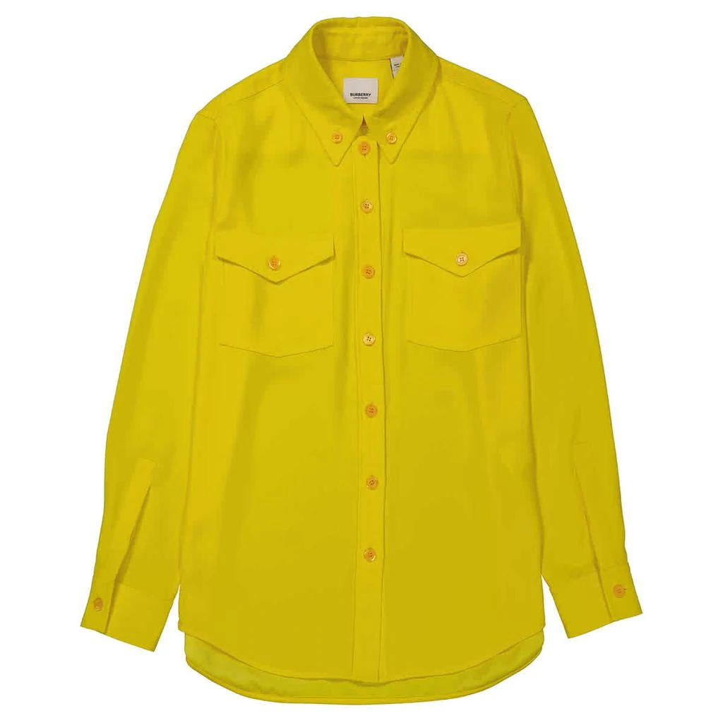 商品Burberry|Ladies Pale Tulip Yellow Long-Sleeve Button-Down Classic Shirt,价格¥1888,第1张图片