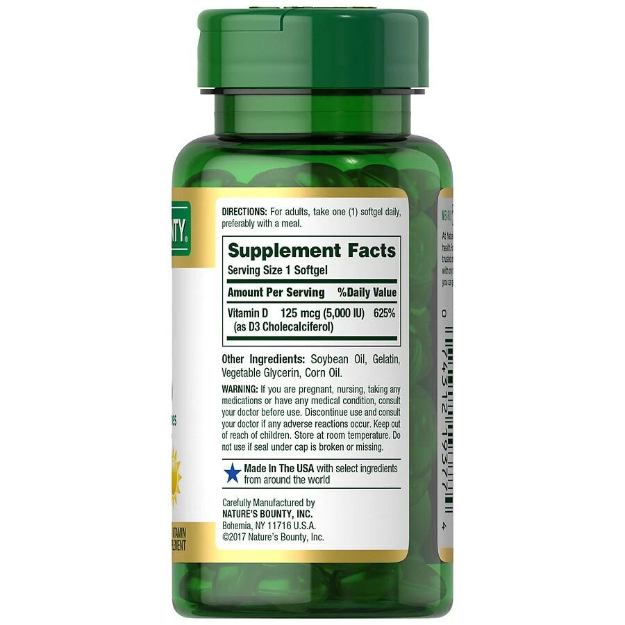 商品Nature's Bounty|D3-5000 IU Vitamin Supplement Softgels,价格¥217,第3张图片详细描述