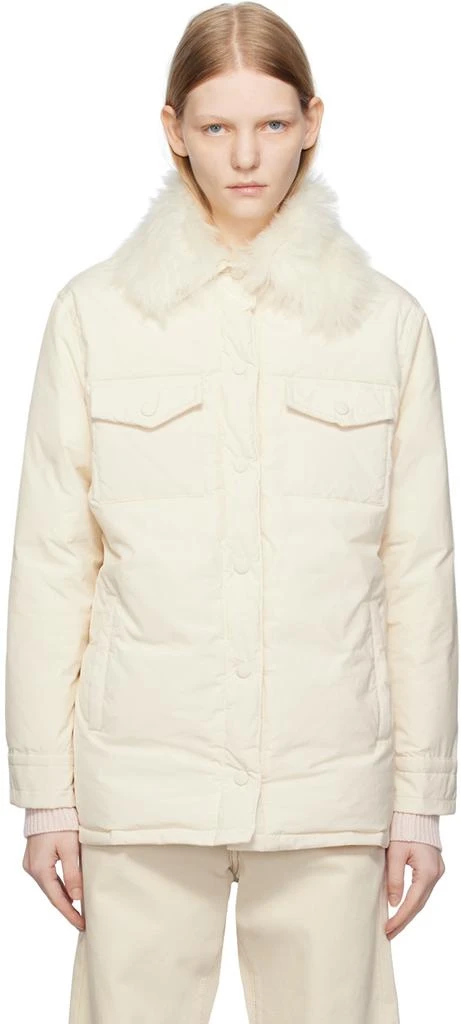 商品Yves Salomon|SSENSE Exclusive Off-White Down Jacket,价格¥2559,第1张图片