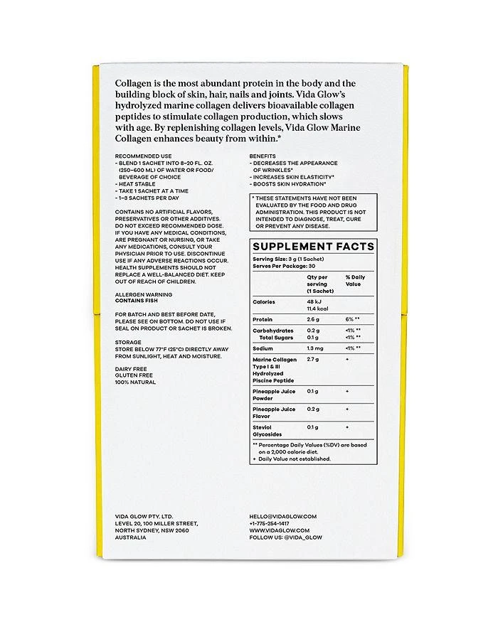 商品Vida Glow|Natural Marine Collagen Dietary Supplement - Pineapple,价格¥374,第2张图片详细描述