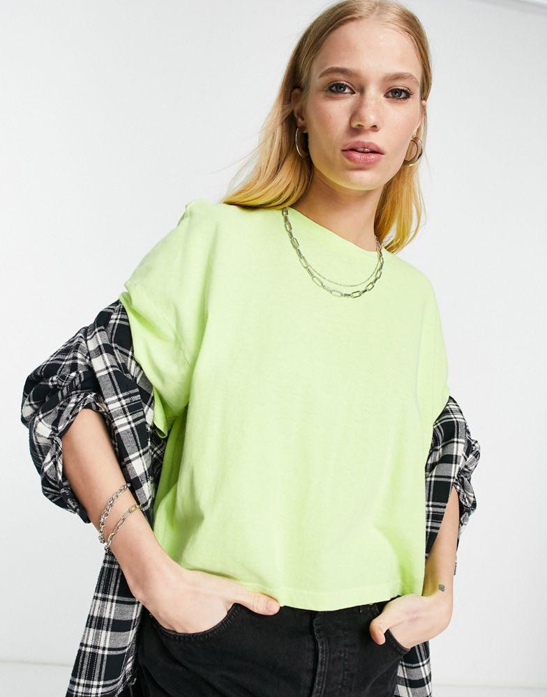 Topshop short sleeve boxy t-shirt in green商品第4张图片规格展示