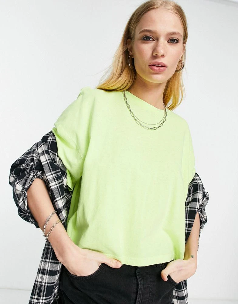 商品Topshop|Topshop short sleeve boxy t-shirt in green,价格¥36,第4张图片详细描述