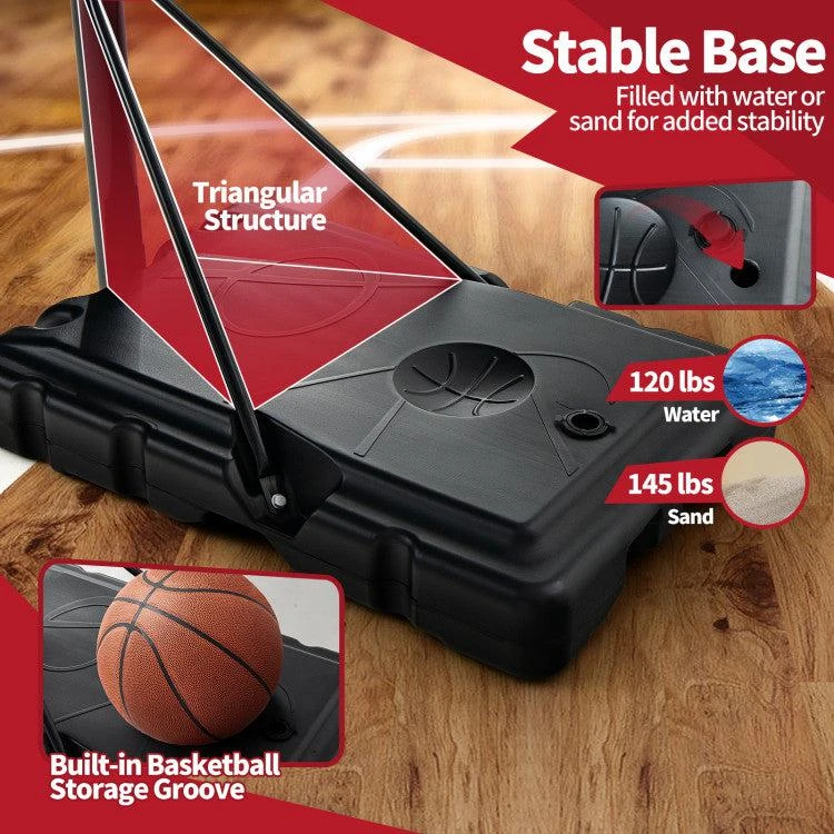 商品Hivvago|Adjustable Portable Basketball Hoop Stand with Shatterproof Backboard Wheels,价格¥1983,第5张图片详细描述