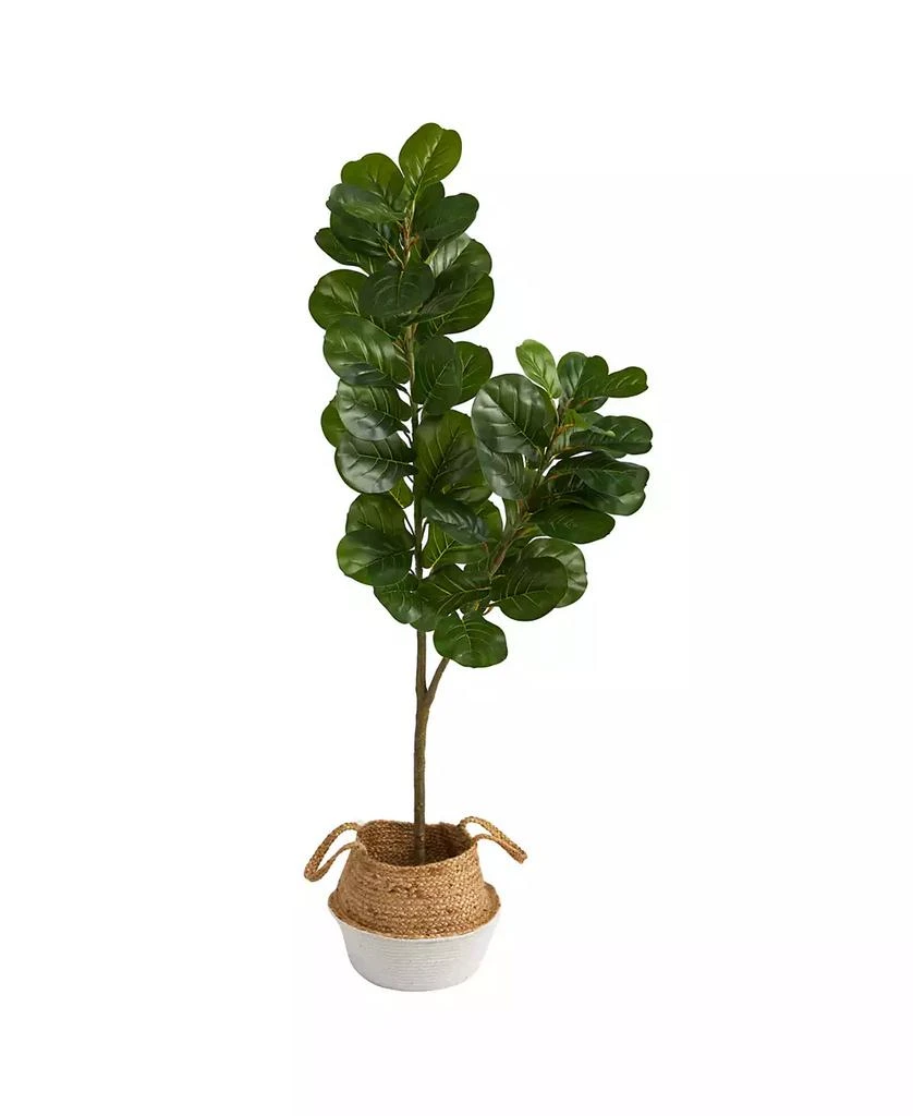 商品NEARLY NATURAL|4.5' Fiddle Leaf Fig Artificial Tree in Boho Chic Planter,价格¥634,第1张图片