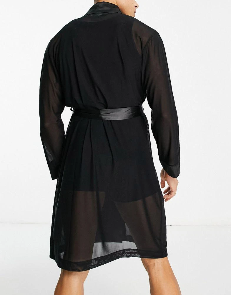 商品ASOS|ASOS DESIGN co-ord robe in black mesh,价格¥176,第2张图片详细描述