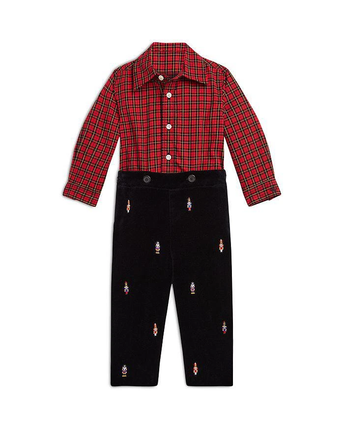 商品Ralph Lauren|Boys' Plaid Shirt & Nutcracker Embroidered Velvet Pants Set - Baby,价格¥569,第1张图片