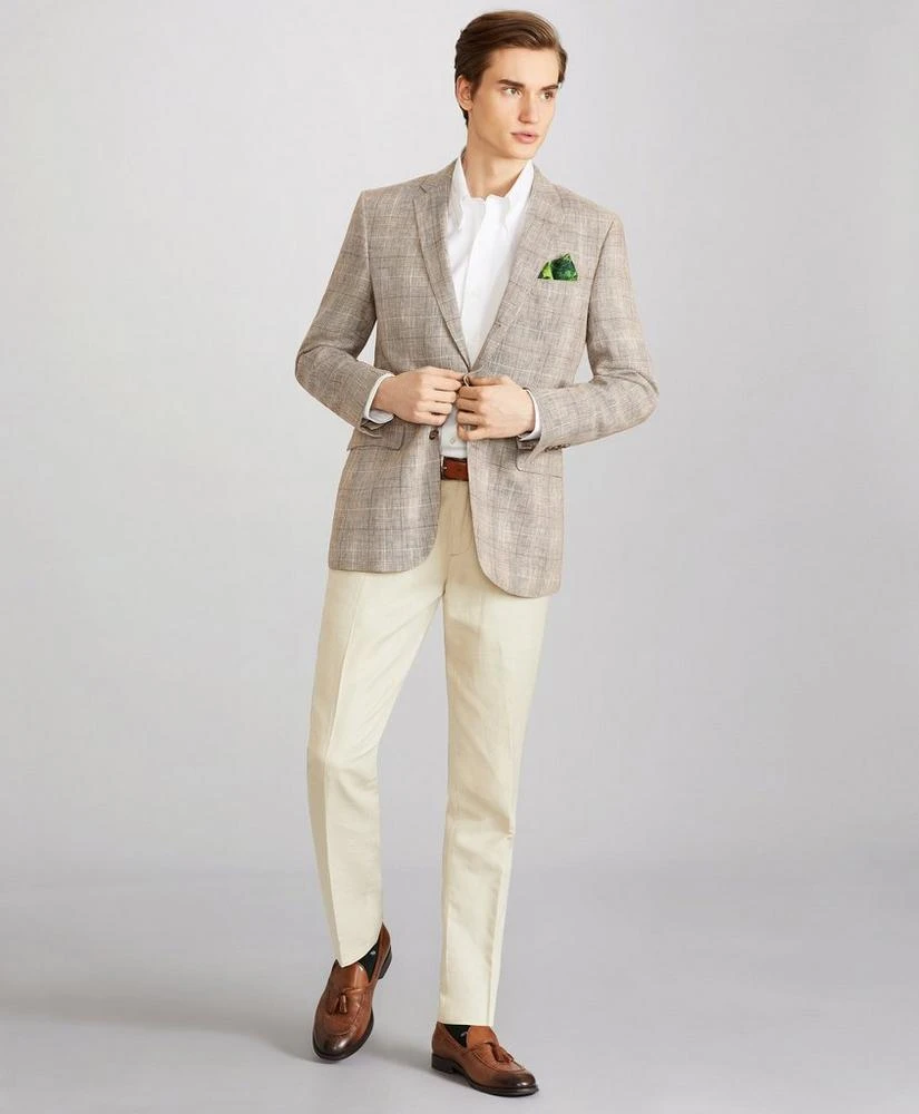 商品Brooks Brothers|Milano Fit Three-Button Check Linen Sport Coat,价格¥1664,第3张图片详细描述