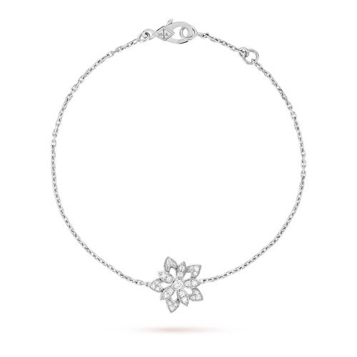 商品Van Cleef & Arpels| Van Cleef & Arpels/梵克雅宝  18K金白金镶钻迷你镂空莲花典雅手链 VCARP1AB00,价格¥44665,第1张图片