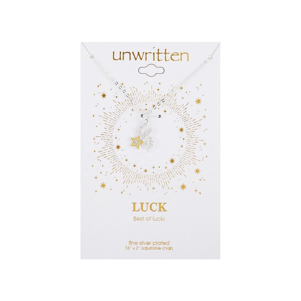 商品Unwritten|Gold Two-Tone Cubic Zirconia Lucky Horseshoe, Clover and Star Pendant Necklace,价格¥150,第2张图片详细描述