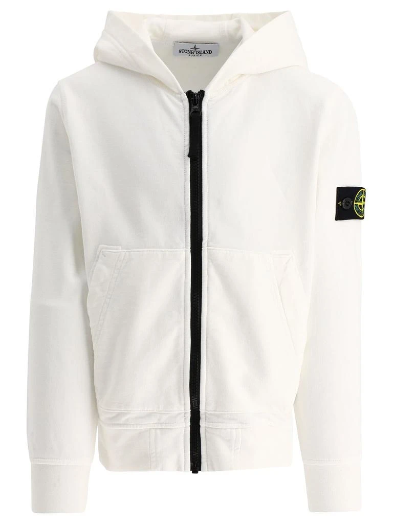 商品Stone Island Junior|Stone Island Junior Zip-Up Logo Patch Hoodie,价格¥2257,第1张图片详细描述