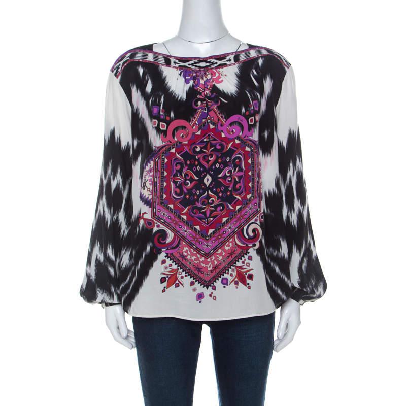 Emilio Pucci Multicolor Printed Silk Blouse M商品第1张图片规格展示