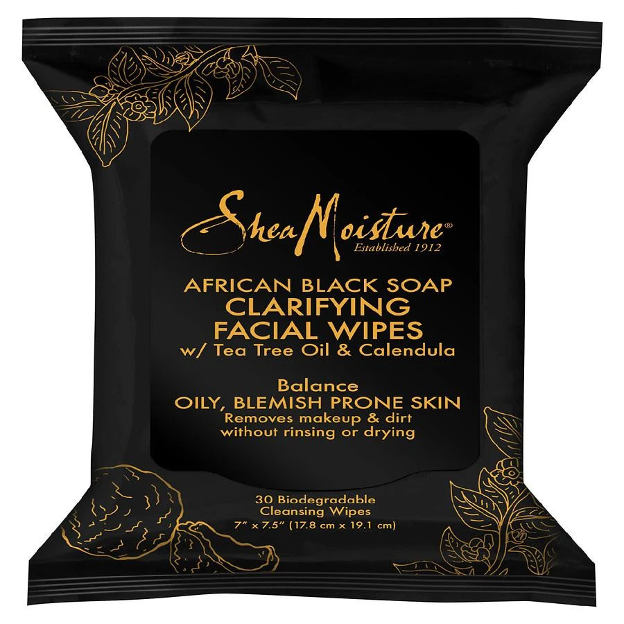 商品SheaMoisture|Clarifying Facial Wipes African Black Soap,价格¥34,第1张图片
