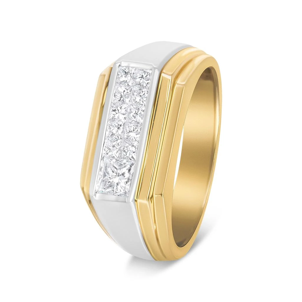 商品Haus of Brilliance|14K Yellow and White Gold 1.00 Cttw Princess-Cut Diamond Modern Gent's Band,价格¥27184,第4张图片详细描述