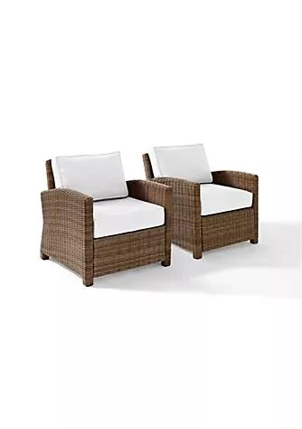 商品Crosley Furniture|Furniture Crosley Furniture Ko70026wb Wh 30.50 X 31.75 X 32.50 In. Bradenton Outdoor Armchair Set   Sunbrella   2 Armchairs White Weathered Brown   2 Piece,价格¥7433,第1张图片