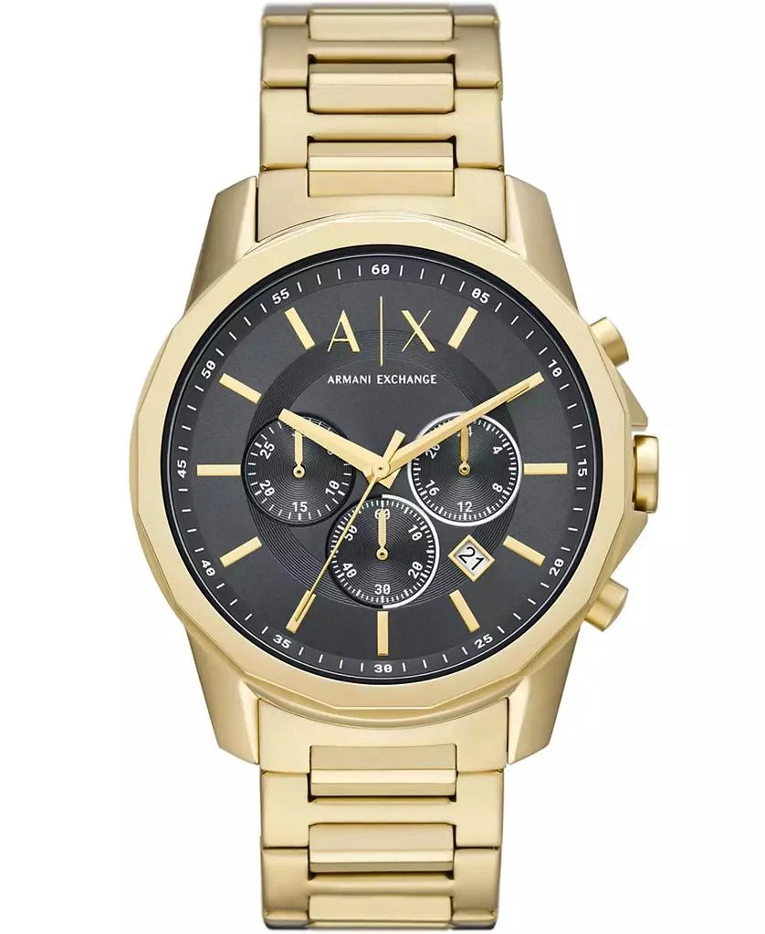 商品Armani Exchange|Men's Chronograph Gold-Tone Stainless Steel Bracelet Watch 44mm,价格¥1665,第1张图片