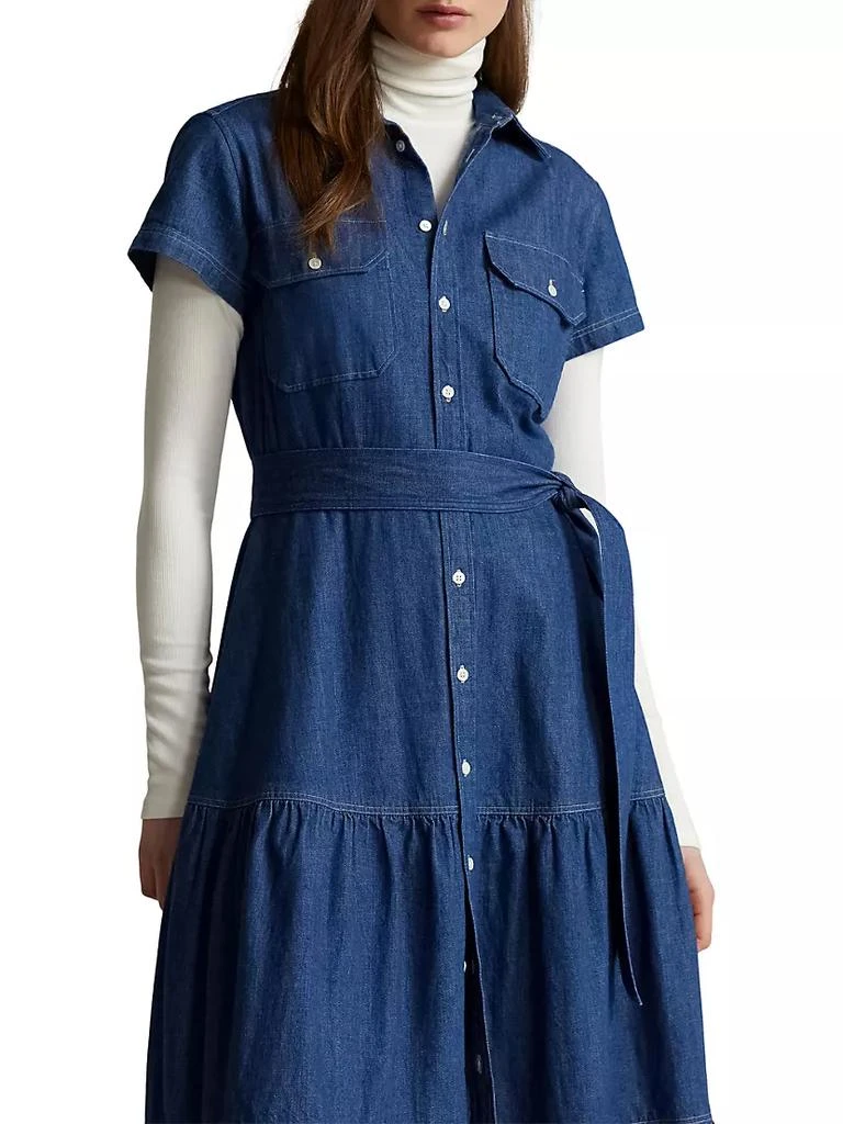 商品Ralph Lauren|Belted Tiered Denim Shirtdress,价格¥1844,第5张图片详细描述