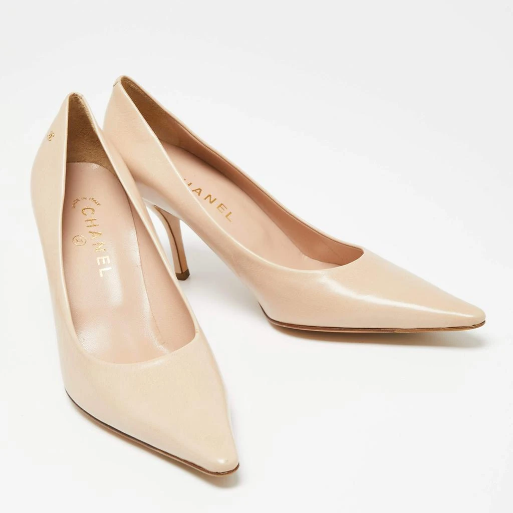 商品[二手商品] Chanel|Chanel Beige Leather CC Pointed Toe  Pumps Size 41,价格¥1360,第4张图片详细描述