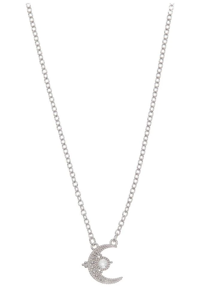 商品Judith Ripka|Sterling Silver White Topaz Crescent Moon Necklace,价格¥909,第1张图片