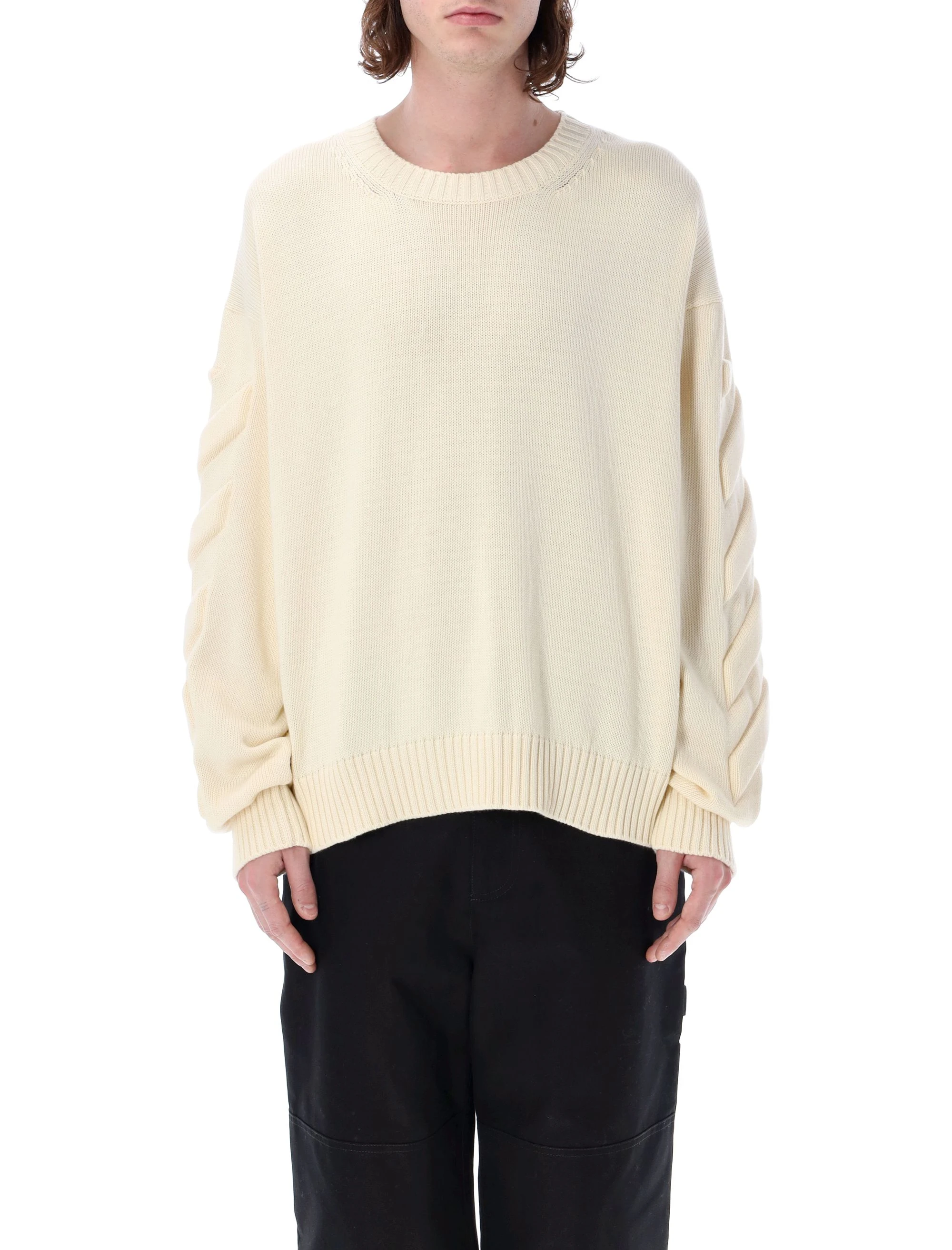 商品【商品预售7天】 Off-White|Off-White 男士针织毛衣 OMHE151S23KNI0016161 浅棕色,价格¥8322,第6张图片详细描述