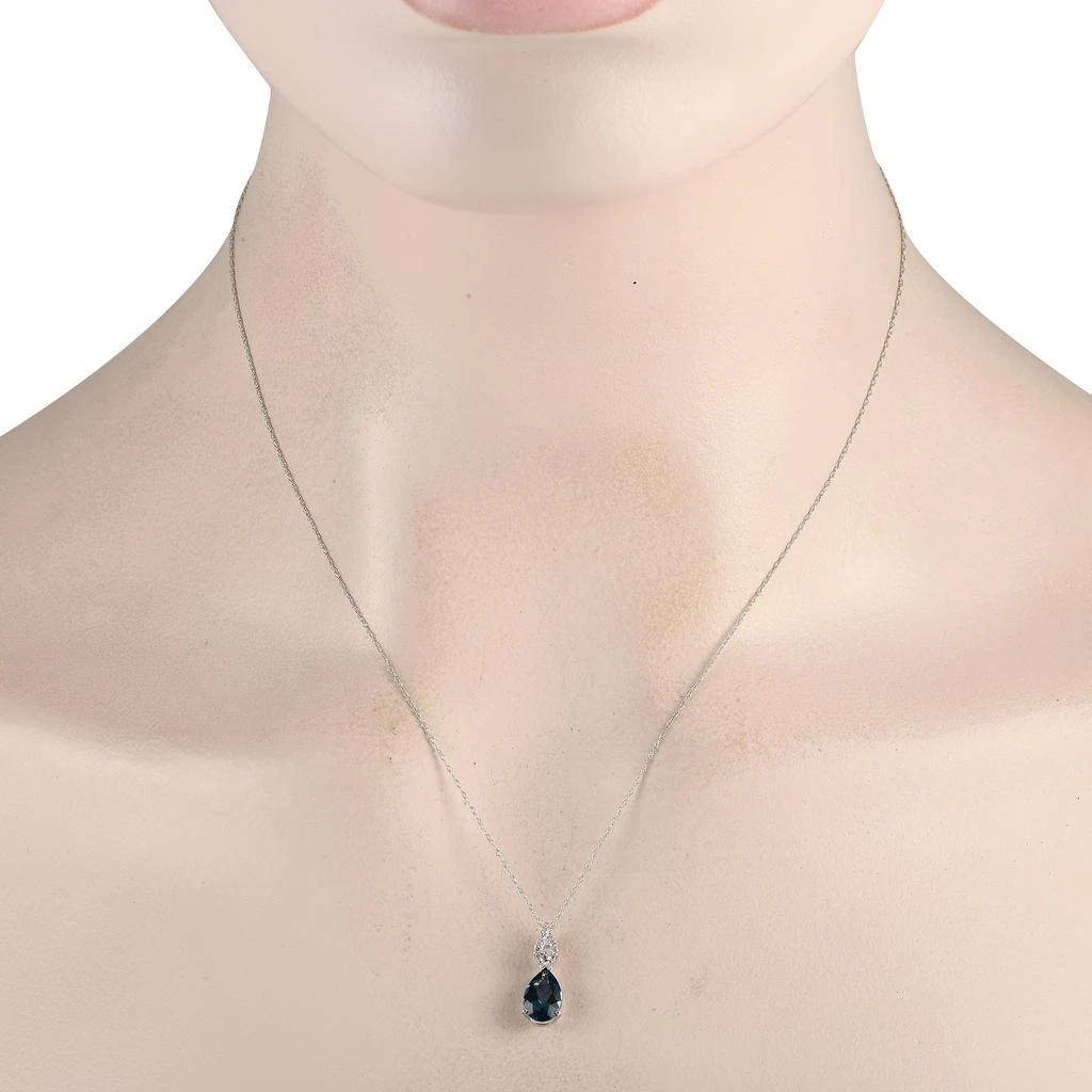 商品LB Exclusive|14K White Gold 0.06ct Diamond and Pear-Cut Blue Topaz Necklace PD4-16184WBT,价格¥1721,第2张图片详细描述