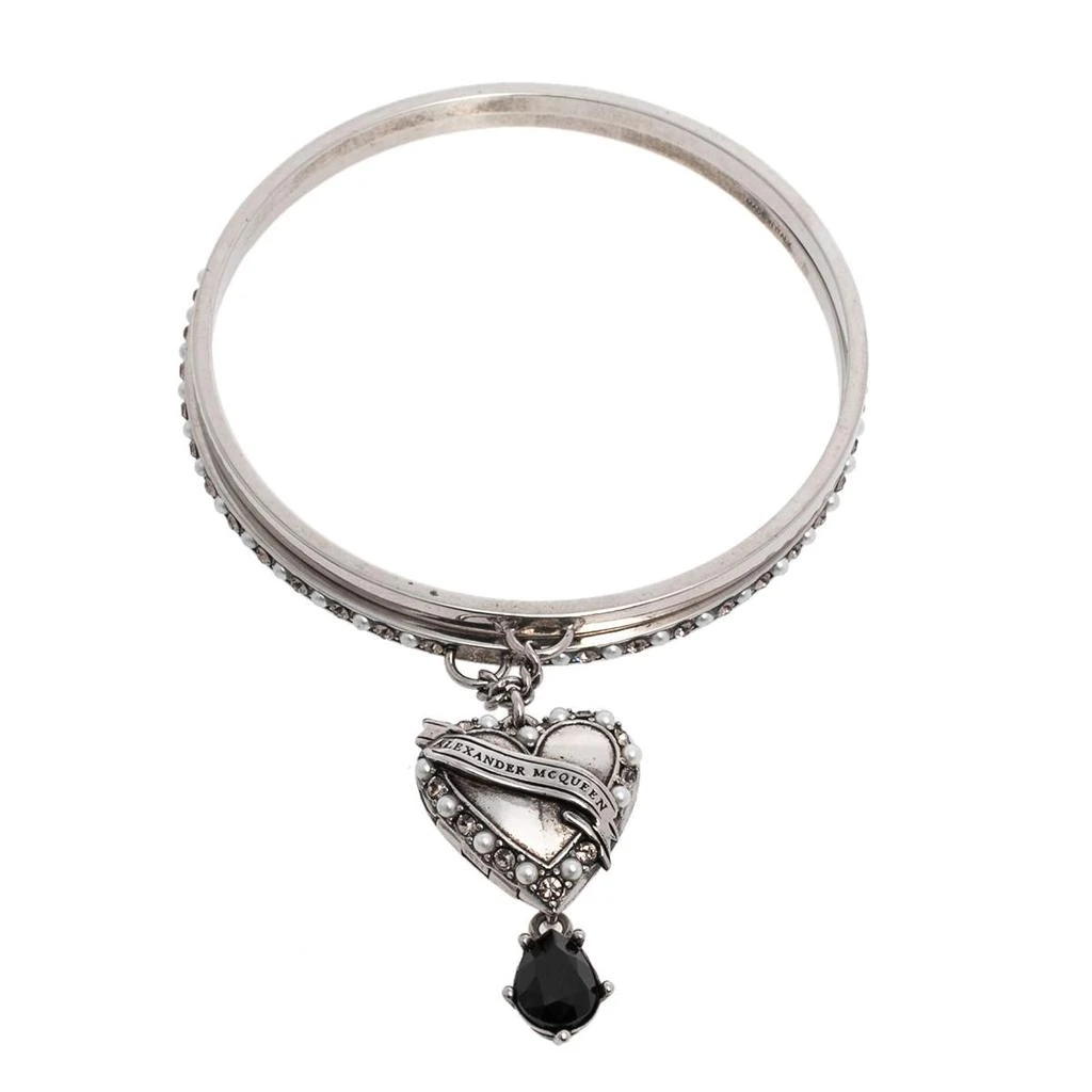 商品[二手商品] Alexander McQueen|Alexander McQueen Antique Silver Tone Heart Locket Charm Layered Bangle Bracelet,价格¥1794,第5张图片详细描述