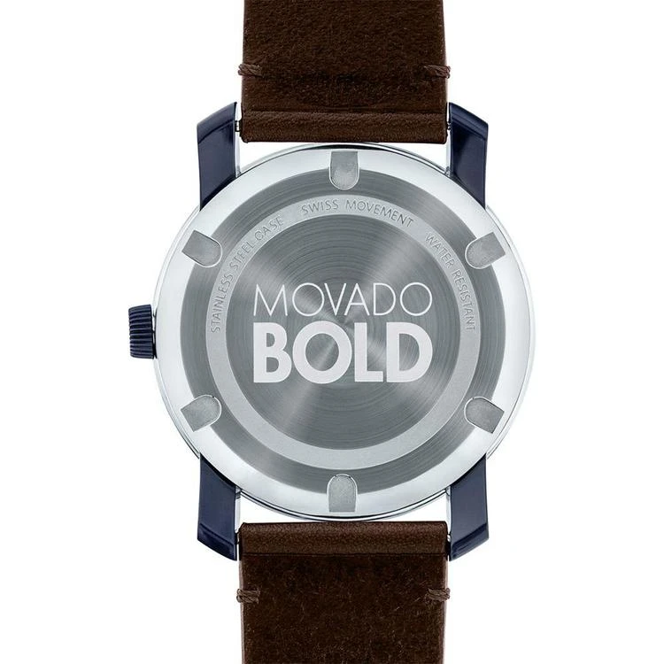 商品Movado|Men's Swiss BOLD Chocolate Brown Leather Strap Watch 42mm 3600461,价格¥2510,第3张图片详细描述