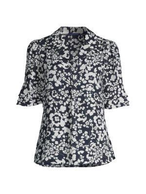 商品Tommy Hilfiger|​Floral Ruffle Sleeve Camp Shirt,价格¥147,第5张图片详细描述