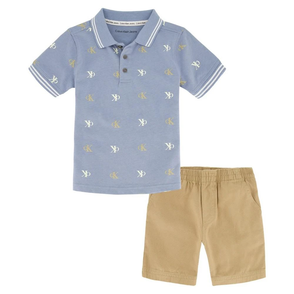 商品Calvin Klein|Baby Boys Polo Shirt and Twill Shorts, 2 Piece Set,价格¥249,第1张图片