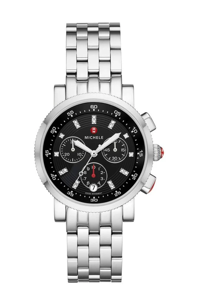 商品Michele|Women's Stainless Sport Sail Watch, 38 MM - 0.06ctw,价格¥5792,第1张图片