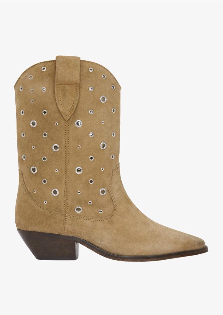 Bota de senhora Duerto em camurça com ilhós na cor taupe. image 2