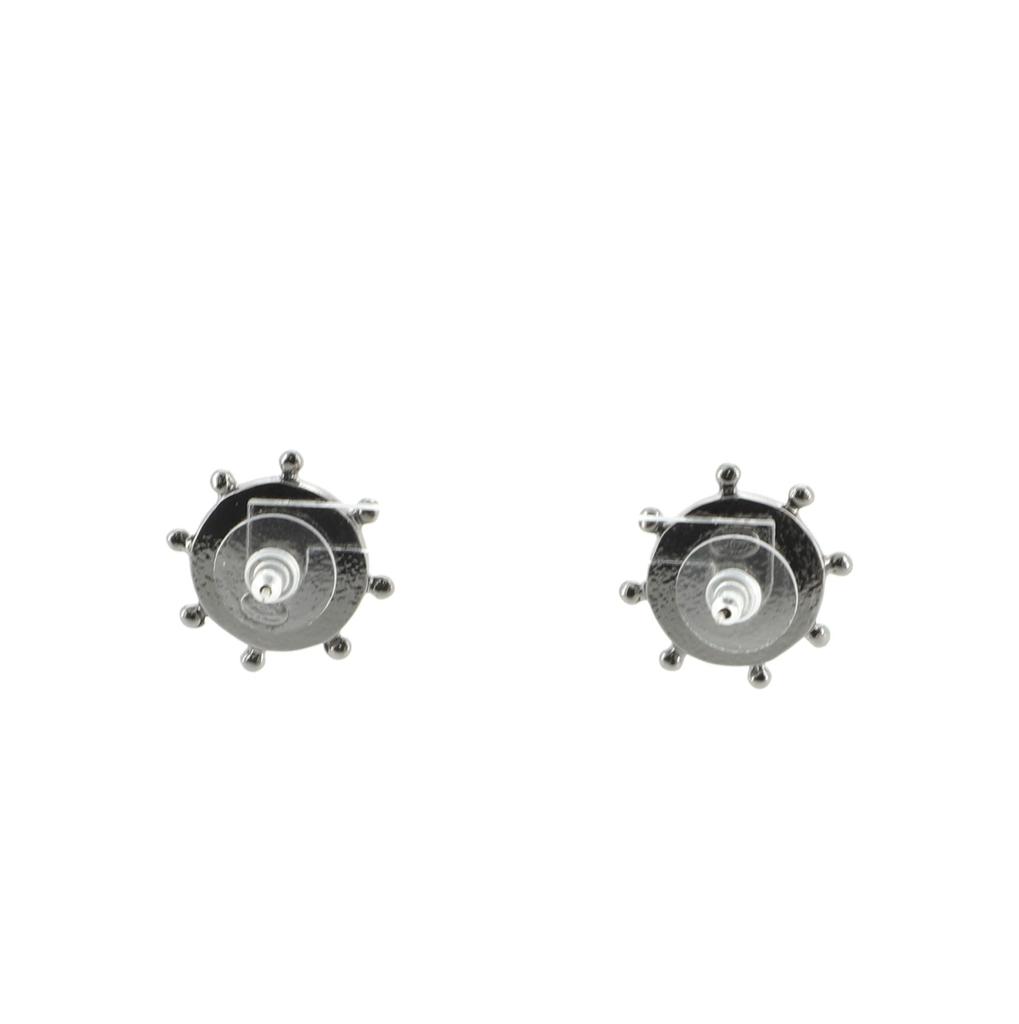 Chanel Ship Wheel Stud Earrings Metal with Rhinestone Silver商品第1张图片规格展示