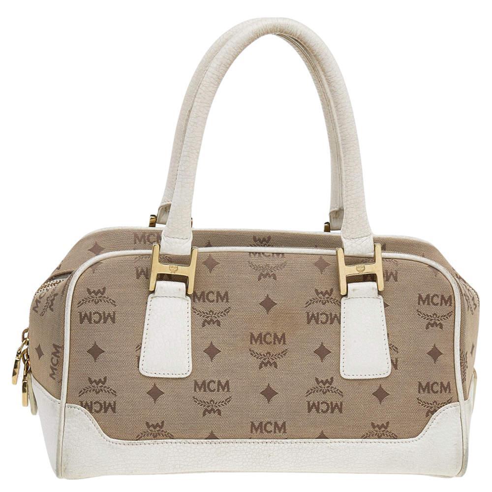 商品[二手商品] MCM|MCM Beige/White Visetos Canvas and Leather Satchel,价格¥898,第6张图片详细描述