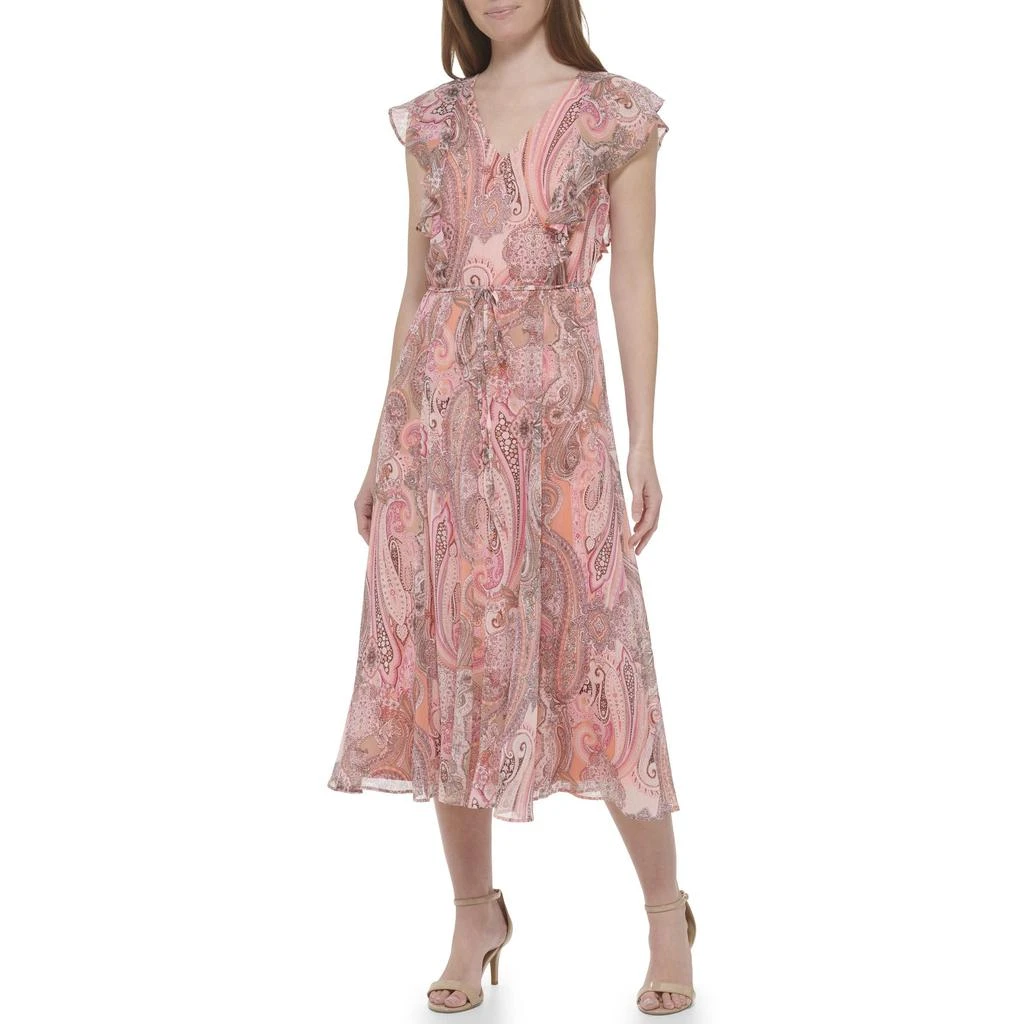 商品Tommy Hilfiger|Paisley Ruffle Front Midi Dress,价格¥439,第1张图片