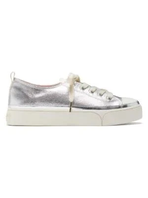 商品Kate Spade|Kaia Metallic Canvas Platform Sneakers,价格¥431,第1张图片