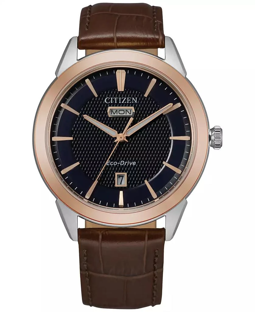 商品Citizen|Eco-Drive Men's Corso Brown Leather Strap Watch 40mm,价格¥2814,第1张图片