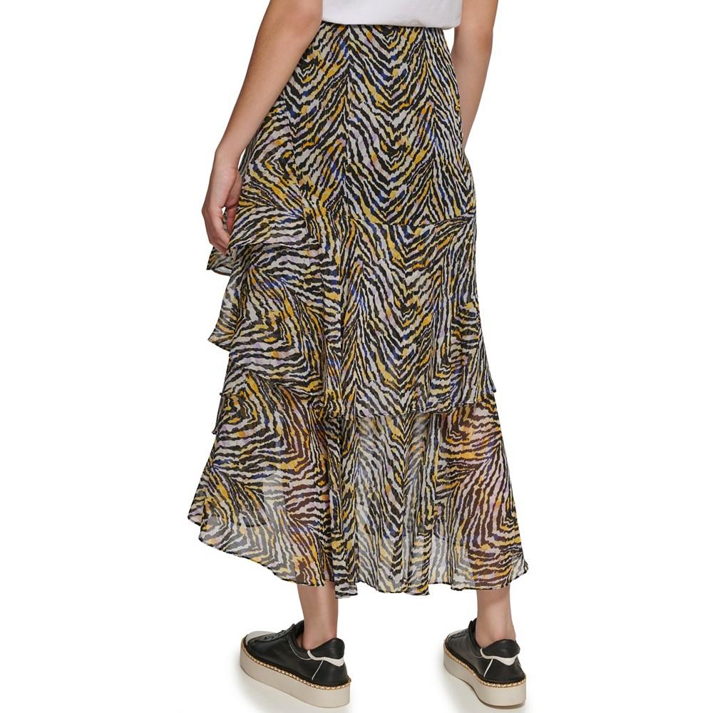 Women's Printed Ruffle Midi Skirt商品第2张图片规格展示