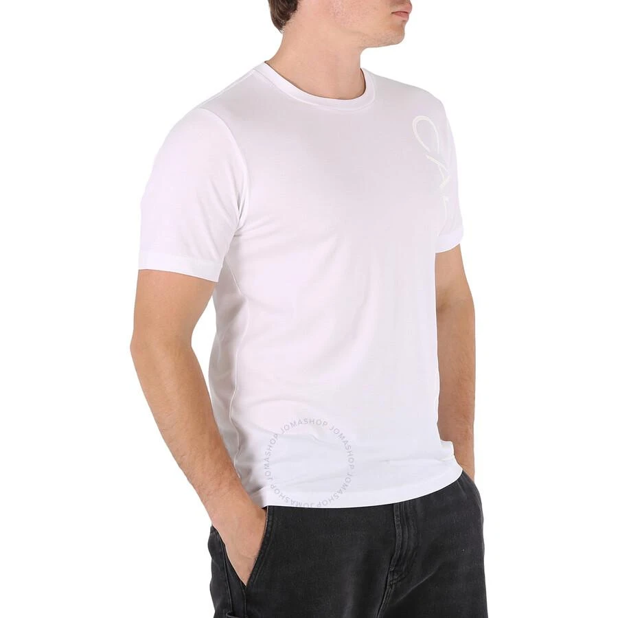 商品Calvin Klein|Men's Vertical Logo Knit Casual T-Shirt in White,价格¥160,第2张图片详细描述