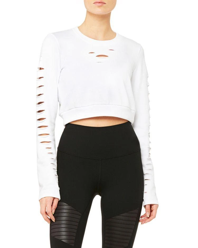 商品Alo|Ripped Warrior Crop Sweatshirt,价格¥489,第1张图片